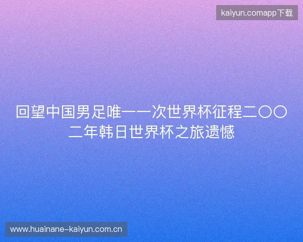 回望中国男足唯一一次世界杯征程二〇〇二年韩日世界杯之旅遗憾